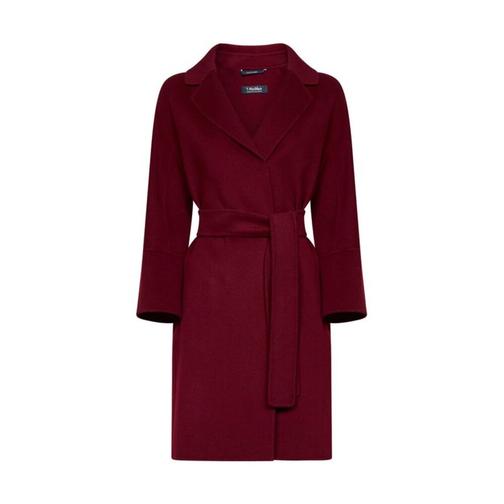 Max Mara S Women Burgundy Arona Short Belted Coat